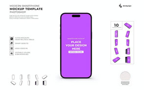 设计素材iPhone 14 Pro Max智能手机Mockups样机展示模板