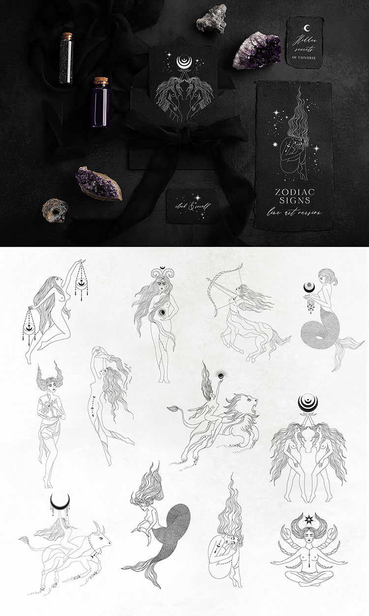 手绘插画神秘魔法元素系列PNG/EPS矢量免抠设计素材图案17