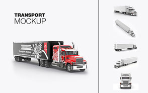 加长美国重型卡车Mockups样机展示贴图PSD设计素材模型