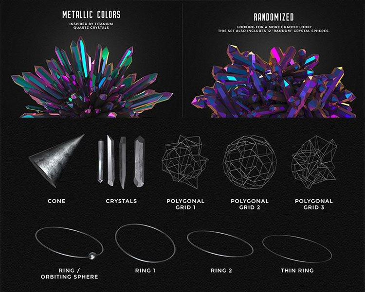 立体水晶镂空几何图形特效合成PNG免抠无背景设计素材02