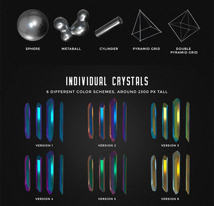立体水晶镂空几何图形特效合成PNG免抠无背景设计素材03
