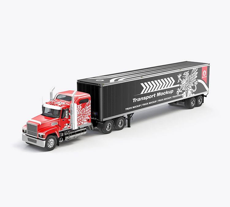 加长美国重型卡车Mockups样机展示贴图PSD设计素材模型03