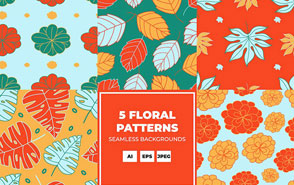 清新花卉植物叶子复合AI/JPG矢量背景纺织品包装设计素材