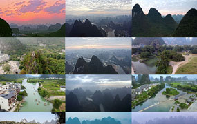64款广西桂林漓江山水风景大自然旅行航拍实拍剪辑短视频素材