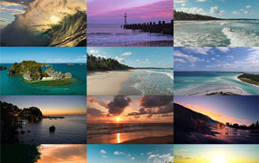 1190款唯美风景海边海滩海水日落夕阳海浪MP4实拍短视频素材