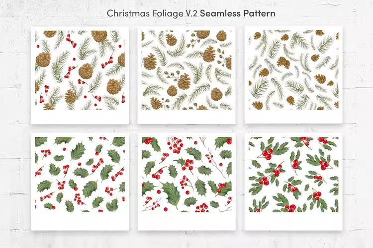 36种时尚清新可爱圣诞节日PNG无缝包装海报背景底纹纹理素材05