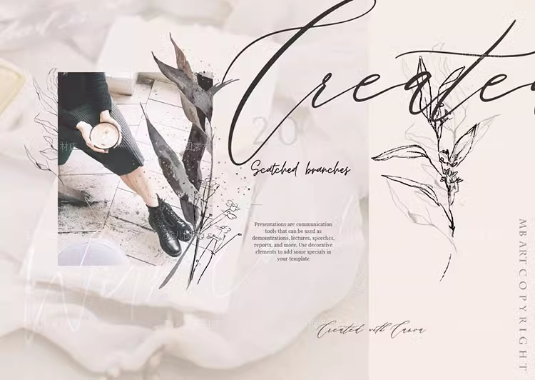 手绘线条艺术花卉婚礼剪贴画PNG免抠设计素材装饰卡片图案02