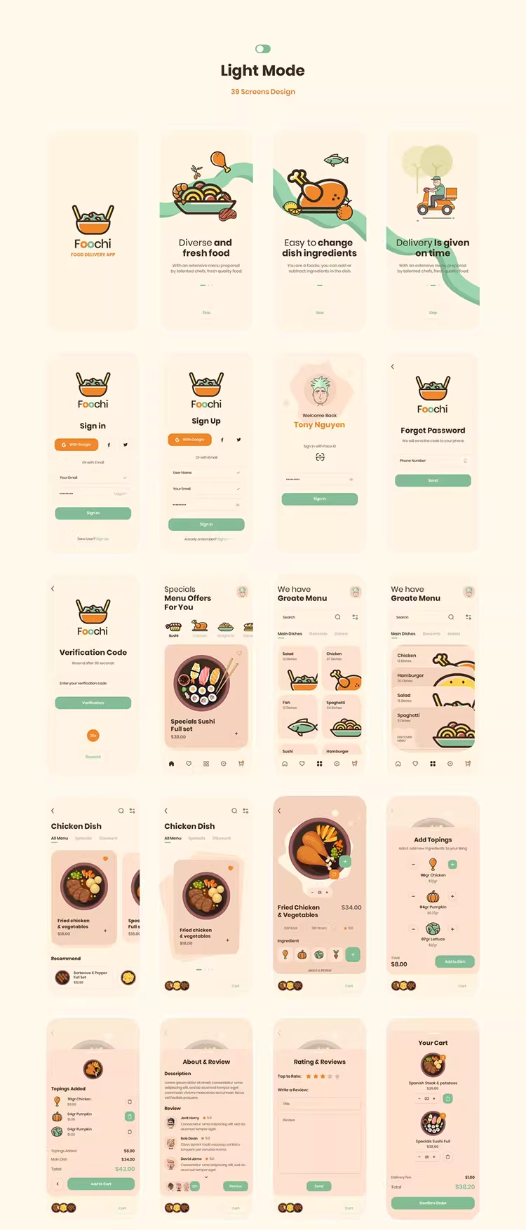 XD/PSD格式完美的App UI用于食品餐饮Foochi送餐素材模板10
