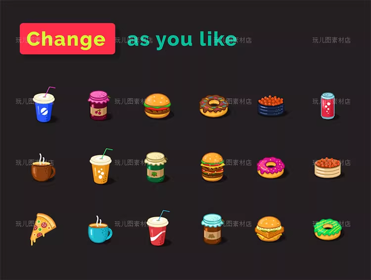 可爱色彩独特实用的食物PNG/XD/SKETCH设计项目icon图标03