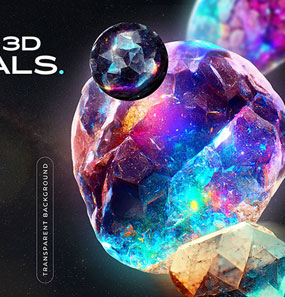 精英璀璨多颜色3D宝石水晶PNG免抠无背景手机壁纸素材图形