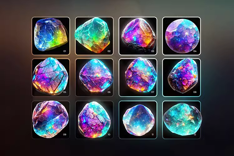 精英璀璨多颜色3D宝石水晶PNG免抠无背景手机壁纸素材图形03