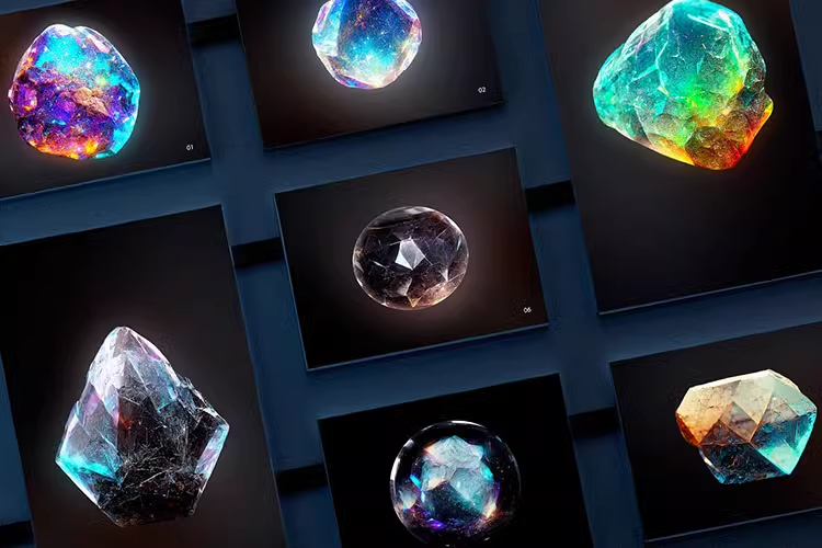 精英璀璨多颜色3D宝石水晶PNG免抠无背景手机壁纸素材图形06